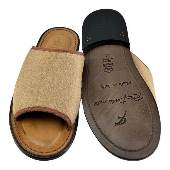Re Ferdinando Vero Cuoio Slides Sandals - Picture 2 of 6